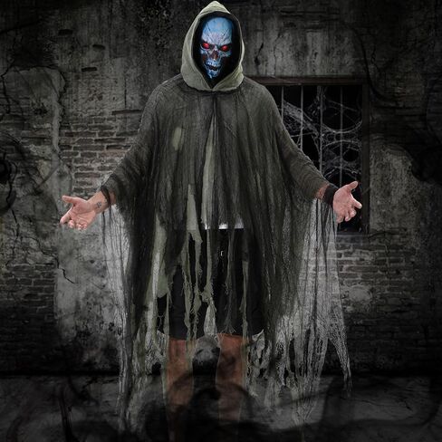 Double Couple Grim Reaper Costume with Scary Halloween Mask Womens Men Halloween Costumes Outfit Cloak with Hood Cosplay in Saudi Arabia