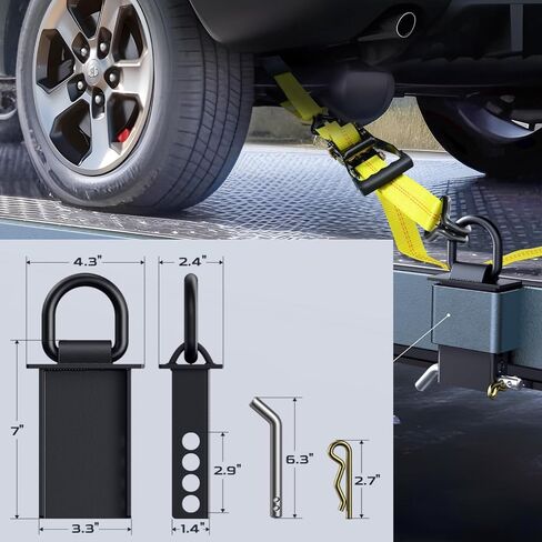 Trekassy Car Tie Down Straps for Trailers with Stake Pocket D Ring, Ratchet Tie Downs for Car Truck, UTV & More, 10,000lbs Break Strength (Green) in Kuwait