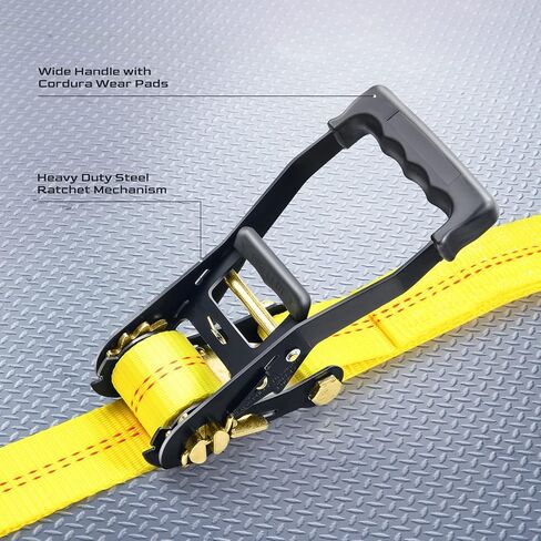 Trekassy Car Tie Down Straps for Trailers with Stake Pocket D Ring, Ratchet Tie Downs for Car Truck, UTV & More, 10,000lbs Break Strength (Green) in Kuwait