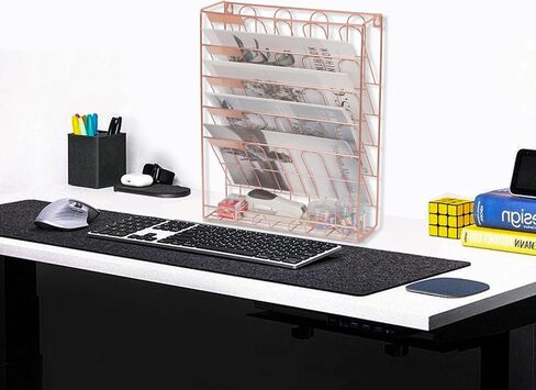 Desk Organizer, 5 Tier Hanging File Organizer, Wall Mount Document Letter Tray Storage Rack for Office Home Dormitory, Gold in Saudi Arabia