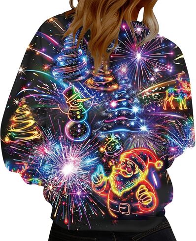 2024 Ugly Christmas Sweatshirt for Women Long Sleeve Crewneck Pullover Funny Novelty Graphic Top in Kuwait