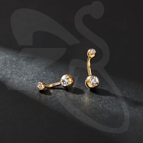 ZS 4Pcs Cubic Zircon Belly Button Ring Belly Button Piercing, 14G Stainless Steel Belly Ring Navel Ring, Long Bar Navel Barbell Stud Navel Piercing Jewelry for Women in Kuwait