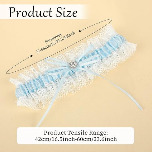 Molain Blue Lace Garter Belt, Lace Belts Bridal Garter with Rhinestone Satin Bow, Bridal Wedding Garter Gift for Bride in Saudi Arabia