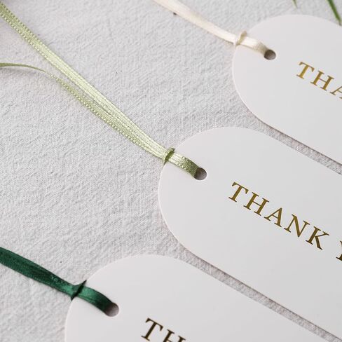 SallyFashion 120PCS Thank You Gift Tags, White Paper Tags with Ribbon Gold Stamping Hanging Labels for Party Favors Birthday Baby Shower in Kuwait