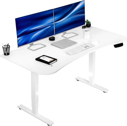 VIVO Electric Height Adjustable 63 x 32 inch Memory Stand Up Desk, Rustic Vintage Brown Table Top, Black Frame, Touch Screen Preset Controller, 2E Series, DESK-KIT-2EBN in Saudi Arabia
