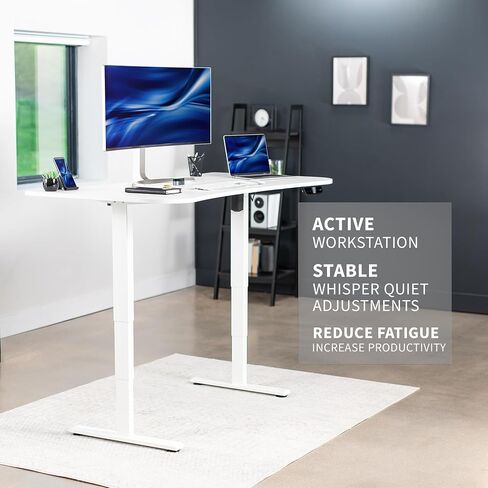 VIVO Electric Height Adjustable 63 x 32 inch Memory Stand Up Desk, Rustic Vintage Brown Table Top, Black Frame, Touch Screen Preset Controller, 2E Series, DESK-KIT-2EBN in Saudi Arabia