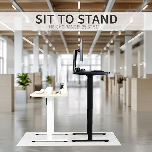 VIVO Electric Height Adjustable 63 x 32 inch Memory Stand Up Desk, Rustic Vintage Brown Table Top, Black Frame, Touch Screen Preset Controller, 2E Series, DESK-KIT-2EBN in Saudi Arabia
