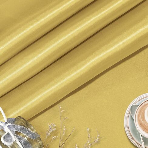KKJIAF Gold Satin Fabric, 63" Wide Shiny Silky Fabric for Dress, Shirts, Table Runner, Napkin, Tablecloth, Wedding Decor, DIY Crafts, 1 Yard in Kuwait