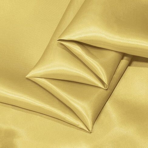 KKJIAF Gold Satin Fabric, 63" Wide Shiny Silky Fabric for Dress, Shirts, Table Runner, Napkin, Tablecloth, Wedding Decor, DIY Crafts, 1 Yard in Kuwait