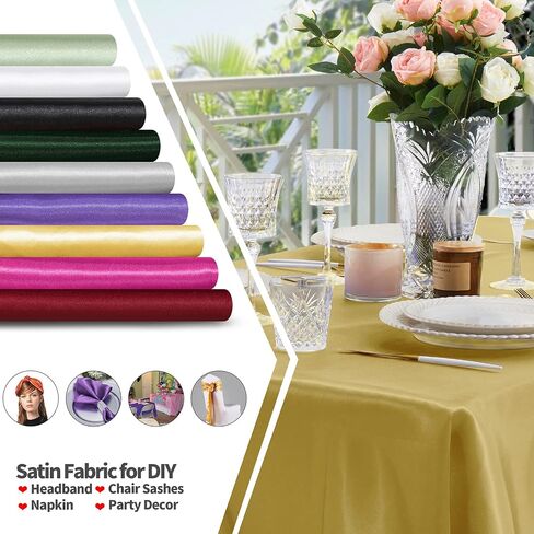 KKJIAF Gold Satin Fabric, 63" Wide Shiny Silky Fabric for Dress, Shirts, Table Runner, Napkin, Tablecloth, Wedding Decor, DIY Crafts, 1 Yard in Kuwait