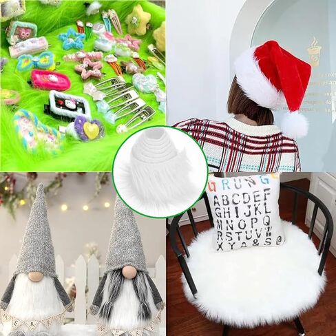 Faux Fur Fabric Christmas Winter Squares Shaggy Fur Fabric Patches White 10x15 Inch for DIY Craft Hobby Halloween Winter Costume Decoration in Saudi Arabia