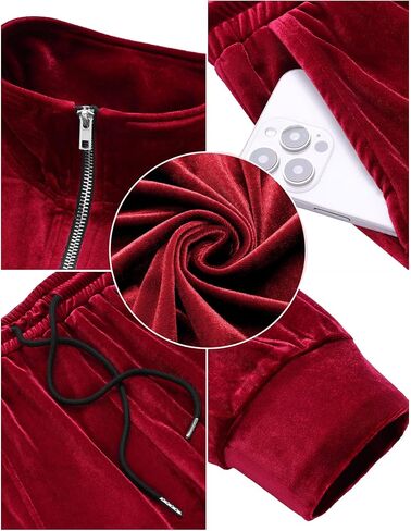 LecGee Men's 2 Piece Long Sleeve Tracksuit Velvet Quarter Zip Shirt Elastic Pant Velour Fall Casual Outfit Sweatsuit Set in Kuwait