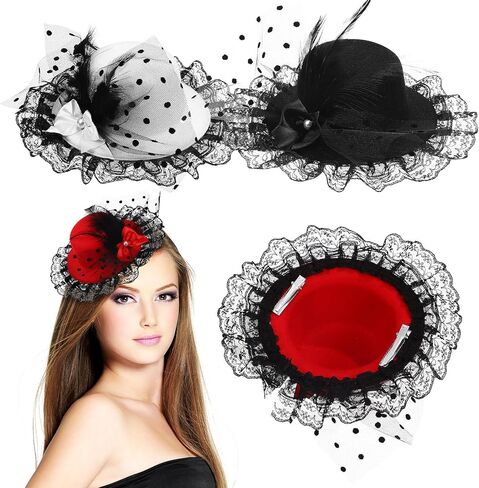 PACKOVE Mini Tea Party Hats Feather Fascinators Mini Top Hat Hair Clip Fascinator Hair Clip Fancy Hair Fascinators Bow Hair Barrette for Women Ladies Multi in Kuwait