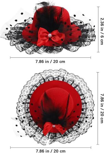 PACKOVE Mini Tea Party Hats Feather Fascinators Mini Top Hat Hair Clip Fascinator Hair Clip Fancy Hair Fascinators Bow Hair Barrette for Women Ladies Multi in Kuwait