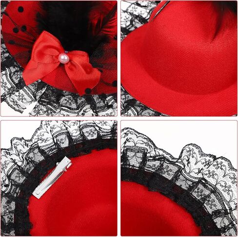 PACKOVE Mini Tea Party Hats Feather Fascinators Mini Top Hat Hair Clip Fascinator Hair Clip Fancy Hair Fascinators Bow Hair Barrette for Women Ladies Multi in Kuwait