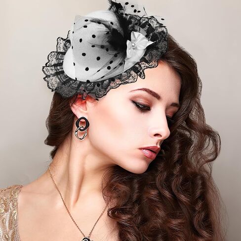 PACKOVE Mini Tea Party Hats Feather Fascinators Mini Top Hat Hair Clip Fascinator Hair Clip Fancy Hair Fascinators Bow Hair Barrette for Women Ladies Multi in Kuwait