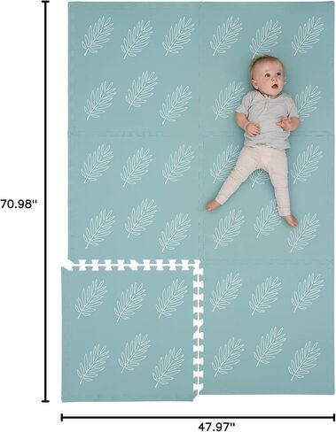 CHILDLIKE BEHAVIOR Baby Play Mat, 6 pcs - Play Pen Tummy Time & Crawling Mat - Play Mat for Baby with 72"x48" Interlocking Floor Puzzle Tiles - Baby Floor Mat for Infants & Toddlers (X-Large, Beige) in Kuwait