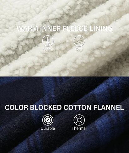 SECOOD Mens Flannel Sherpa Lined Jacket with Hood Plaid Shirts Jackets Zip Up Long Sleeve Sweatshirt Winter Coat for Men in Kuwait