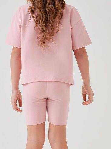 OYOANGLE Girl's 2 Piece Outfits Short Sleeve Crew Neck Tee Top and Biker Shorts Set Tracksuit in Saudi Arabia
