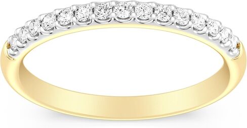 GILDED 925 من الفضة الإسترلينية ومطلية بالذهب عيار 14 قيراط للنساء في 1/4 قيراط أو 1/2 قيراط من ألماس Lab Grown | فرقة الذكرى السنوية للزفاف | خواتم الوعد | خواتم اتيرنتي قابلة للتكديس للنساء مقاس 7 in Kuwait