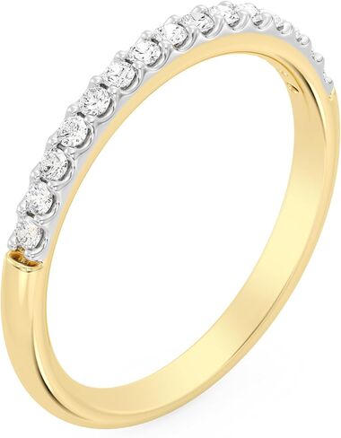 GILDED 925 من الفضة الإسترلينية ومطلية بالذهب عيار 14 قيراط للنساء في 1/4 قيراط أو 1/2 قيراط من ألماس Lab Grown | فرقة الذكرى السنوية للزفاف | خواتم الوعد | خواتم اتيرنتي قابلة للتكديس للنساء مقاس 7 in Kuwait