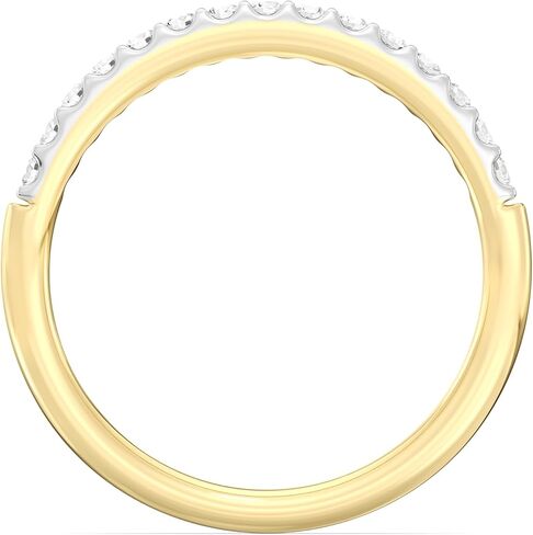 GILDED 925 من الفضة الإسترلينية ومطلية بالذهب عيار 14 قيراط للنساء في 1/4 قيراط أو 1/2 قيراط من ألماس Lab Grown | فرقة الذكرى السنوية للزفاف | خواتم الوعد | خواتم اتيرنتي قابلة للتكديس للنساء مقاس 7 in Kuwait