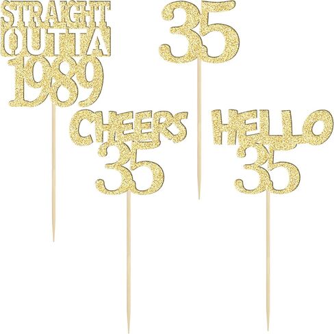 Gyufise 24 Pack Black 40th Birthday Cupcake Toppers Glitter Forty Hello 40 Straight Outta 1984 Cupcake Picks for Cheers to 40 Birthday Anniversary Party Cake Decorations Supplies in Kuwait