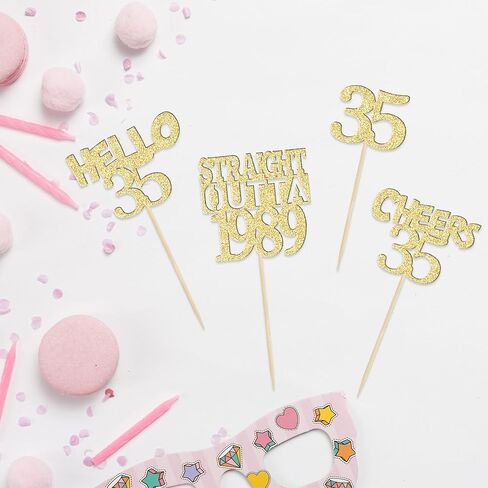 Gyufise 24 Pack Black 40th Birthday Cupcake Toppers Glitter Forty Hello 40 Straight Outta 1984 Cupcake Picks for Cheers to 40 Birthday Anniversary Party Cake Decorations Supplies in Kuwait