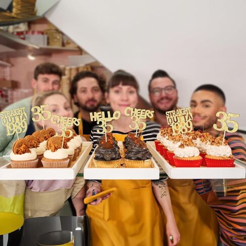 Gyufise 24 Pack Black 40th Birthday Cupcake Toppers Glitter Forty Hello 40 Straight Outta 1984 Cupcake Picks for Cheers to 40 Birthday Anniversary Party Cake Decorations Supplies in Kuwait