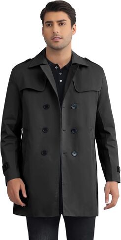 Lars Amadeus Belted Trench Coat for Men's Notch Lapel Double Breasted Windbreaker Jacket Casual Overcoat in Saudi Arabia