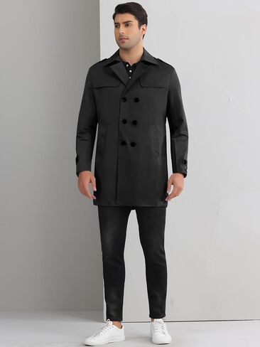Lars Amadeus Belted Trench Coat for Men's Notch Lapel Double Breasted Windbreaker Jacket Casual Overcoat in Saudi Arabia