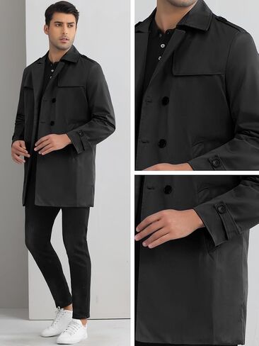 Lars Amadeus Belted Trench Coat for Men's Notch Lapel Double Breasted Windbreaker Jacket Casual Overcoat in Saudi Arabia
