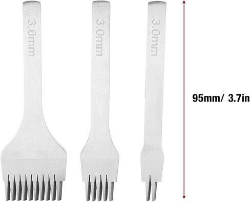 3 Pcs Lacing Stitching Punch Tool, Lacing Stitching Chisel Set for Leather Crafts White Steel 2/5/10 Punch Prong Tool Set Leather Craft Tool Hole Punches (Pitch 3.38mm) in Saudi Arabia