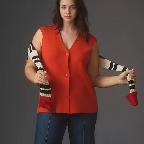 Hixiaohe Knit Sweater Vest for Women Sleeveless Cardigan V Neck Button Tank Tops Womens Fashion Casual Summer Dress Waistcoat(Red,S), Small in Kuwait