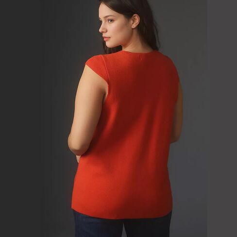 Hixiaohe Knit Sweater Vest for Women Sleeveless Cardigan V Neck Button Tank Tops Womens Fashion Casual Summer Dress Waistcoat(Red,S), Small in Kuwait