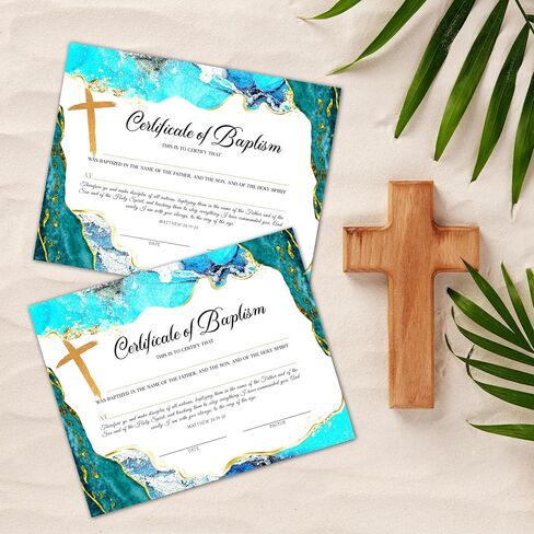 Baby Dedication Certificates, 25 Pcs Baptism Certificates for Church, Christening Recognition Gifts for Boys Girls, Baby Shower Baptism Party Supplies Decorations, 16 in Saudi Arabia