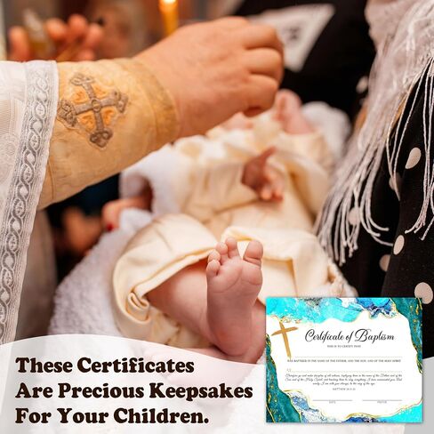 Baby Dedication Certificates, 25 Pcs Baptism Certificates for Church, Christening Recognition Gifts for Boys Girls, Baby Shower Baptism Party Supplies Decorations, 16 in Saudi Arabia