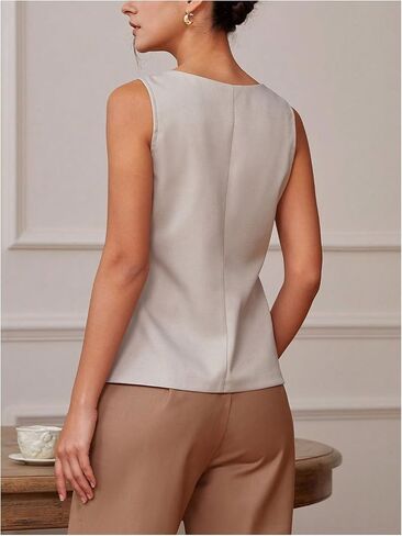 SHENHE Women's Sleeveless Long Vest Button Up Square Neck Fitted Blazer Vest Waistcoat with Pockets in Saudi Arabia