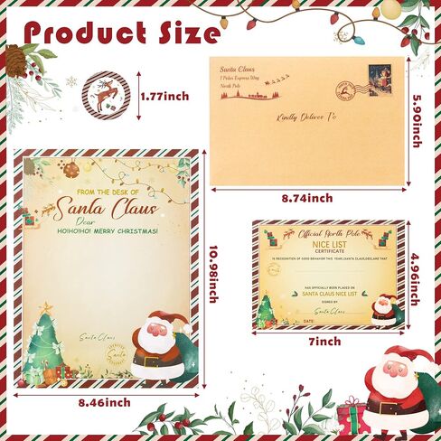Haooryx 100Pcs Christmas Official Letter Certificate from Santa Claus Christmas Tree Santa Claus Letter From The Desk Of Santa Claus for Kids Students Xmas Wish Party Favor Holiday Activities Supplies in Saudi Arabia