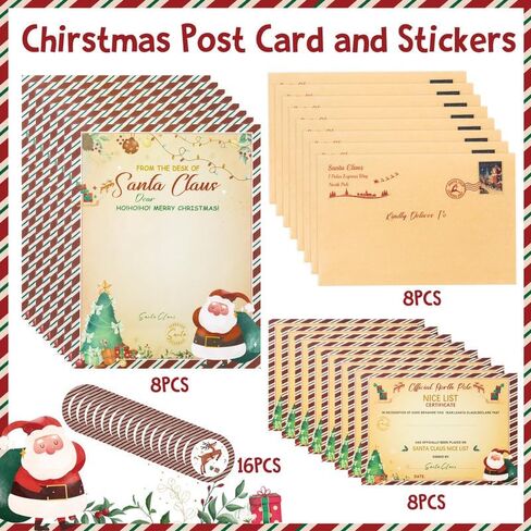 Haooryx 100Pcs Christmas Official Letter Certificate from Santa Claus Christmas Tree Santa Claus Letter From The Desk Of Santa Claus for Kids Students Xmas Wish Party Favor Holiday Activities Supplies in Saudi Arabia