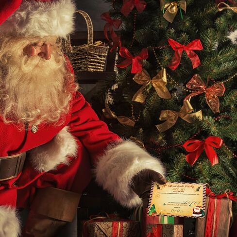Haooryx 100Pcs Christmas Official Letter Certificate from Santa Claus Christmas Tree Santa Claus Letter From The Desk Of Santa Claus for Kids Students Xmas Wish Party Favor Holiday Activities Supplies in Saudi Arabia