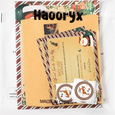 Haooryx 100Pcs Christmas Official Letter Certificate from Santa Claus Christmas Tree Santa Claus Letter From The Desk Of Santa Claus for Kids Students Xmas Wish Party Favor Holiday Activities Supplies in Saudi Arabia