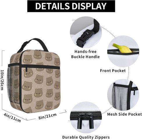 Brown Bear Kids Lunch Box Insulated lunchbox Kids,Reusable Small Bento Lunch Box Lunch Bag for girls boys,Portable Lunch Cooler Tote Bag Cute Toddler Lunch Boxes for Office/School/Picnic in Saudi Arabia