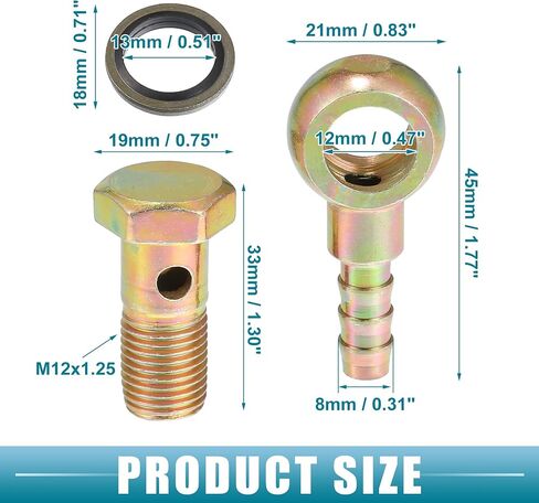 Car Oil Cooler Screw Ball Head Adapter Turbo Brake Line Bolt Adapter M12x1.25 8mm OD Bolt Brake Fitting Kit for Fuel Oil System (Set of 2) in Saudi Arabia