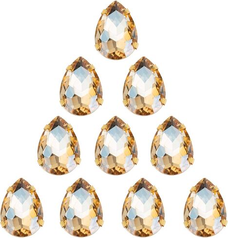 Choupee Sew On Rhinestone Tear Drop Crystal Rhinestones in Gold Setting 48 Pcs (Red, 13 X 18 MM) in Kuwait