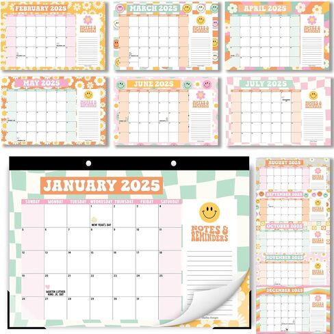 Hadley Designs Retro Large Desk Calendar 2025-2026 - 2025 Desk Calendar Large, Desk Calander, Small Desk Calendar 2025-2026, Large Calendar 2025-2026, Desktop Calendar, 2025 Desk Calender, Calendars in Saudi Arabia