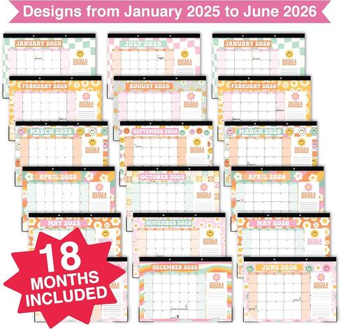 Hadley Designs Retro Large Desk Calendar 2025-2026 - 2025 Desk Calendar Large, Desk Calander, Small Desk Calendar 2025-2026, Large Calendar 2025-2026, Desktop Calendar, 2025 Desk Calender, Calendars in Saudi Arabia