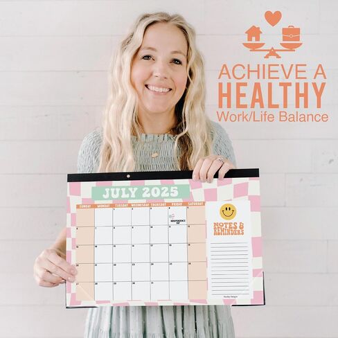 Hadley Designs Retro Large Desk Calendar 2025-2026 - 2025 Desk Calendar Large, Desk Calander, Small Desk Calendar 2025-2026, Large Calendar 2025-2026, Desktop Calendar, 2025 Desk Calender, Calendars in Saudi Arabia