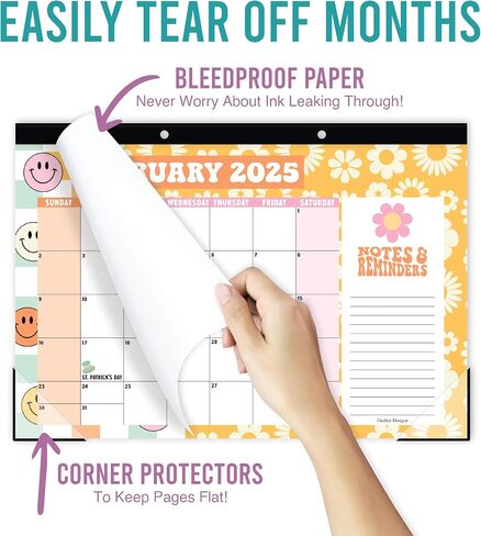 Hadley Designs Retro Large Desk Calendar 2025-2026 - 2025 Desk Calendar Large, Desk Calander, Small Desk Calendar 2025-2026, Large Calendar 2025-2026, Desktop Calendar, 2025 Desk Calender, Calendars in Saudi Arabia