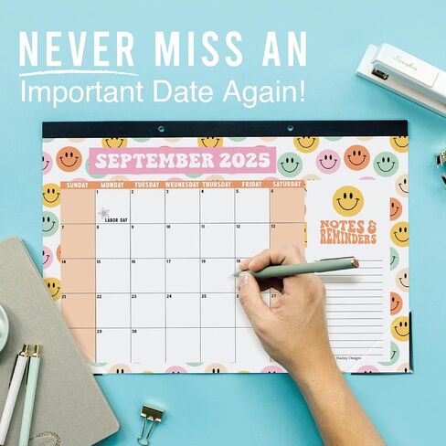 Hadley Designs Retro Large Desk Calendar 2025-2026 - 2025 Desk Calendar Large, Desk Calander, Small Desk Calendar 2025-2026, Large Calendar 2025-2026, Desktop Calendar, 2025 Desk Calender, Calendars in Saudi Arabia